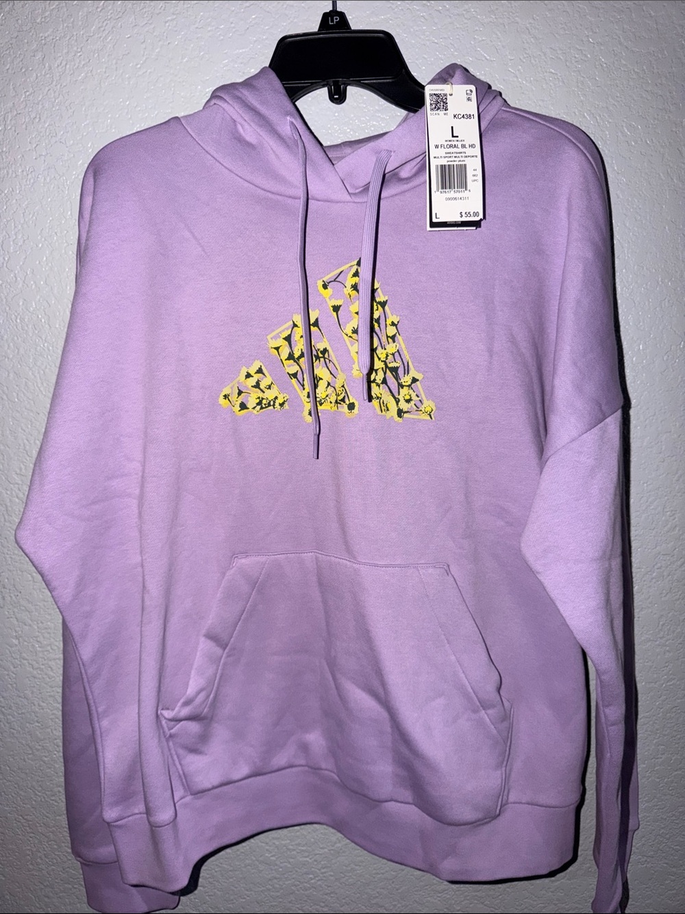 adidas Lavender Hoodie with Yellow Floral Logo